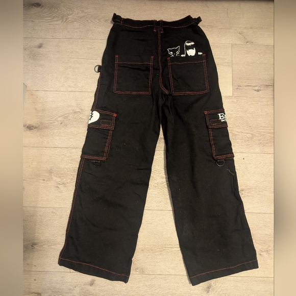 Dolls Kill x Emily The Strange Ace Of Spacey Wide-Leg Cargo Pants - Picture 7 of 9